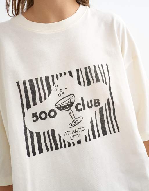 Topshop - T-shirt à imprimé graphique 500 Club - Écru, 4 de 4