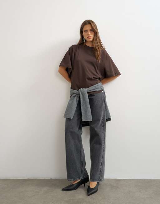 Topshop - T-shirt à manches chauve-souris - Chocolat foncé, 2 de 4