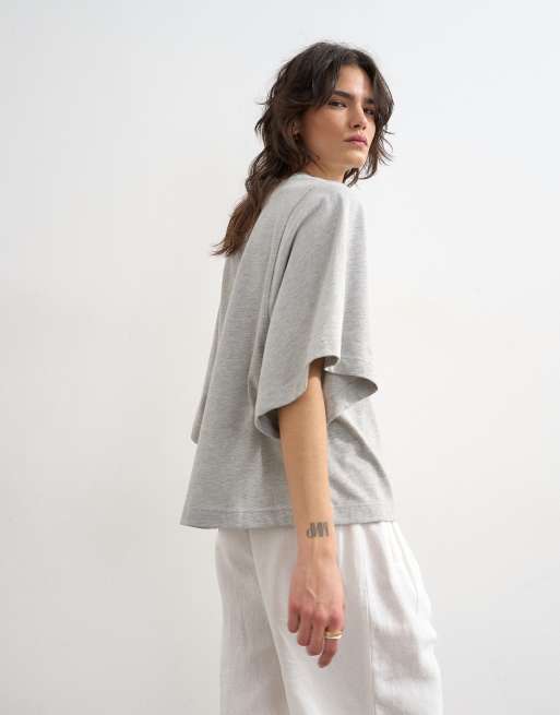 Topshop - T-shirt à manches chauve-souris - Gris chiné, 2 de 4
