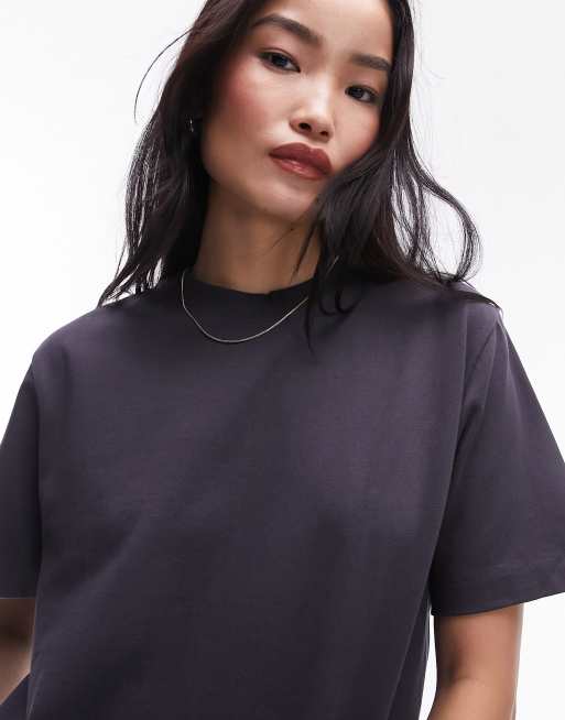 Topshop - T-shirt à manches courtes de qualité supérieure - Anthracite, 2 de 4