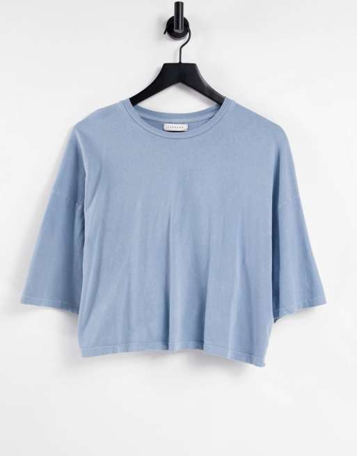Topshop - T-Shirt a maniche corte squadrata, colore blu