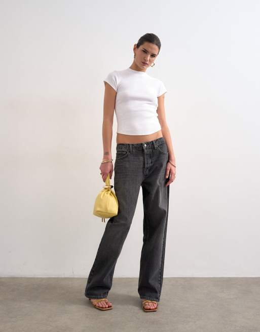 Topshop - T-shirt aderente bianca a coste con fondo arrotondato, 2 di 4