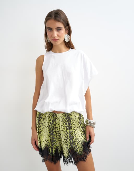 Topshop - T-shirt asymétrique avec dos froncé - Blanc, 3 de 4