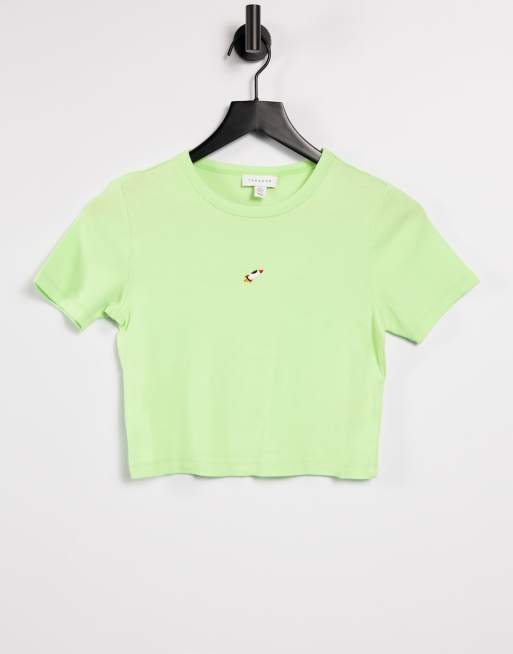 Topshop T shirt avec emoji  fus e  Vert ASOS Topshop T shirt avec emoji  fus e  Vert ASOS