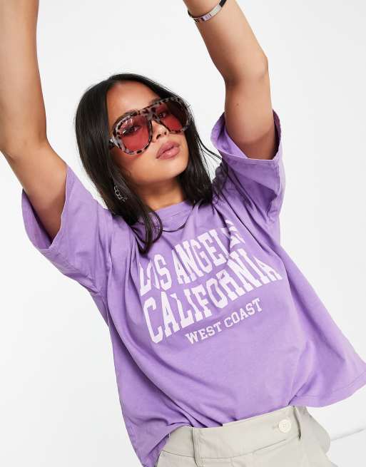 Topshop - T-shirt avec imprimé Los Angeles style universitaire - Violet