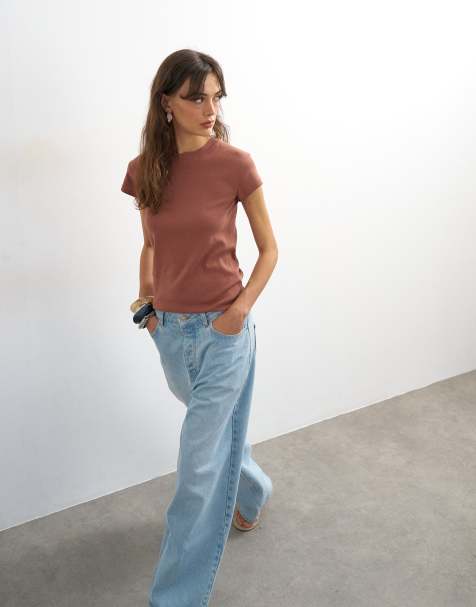 Topshop T-shirt basic in bordeaux slavato - view 1
