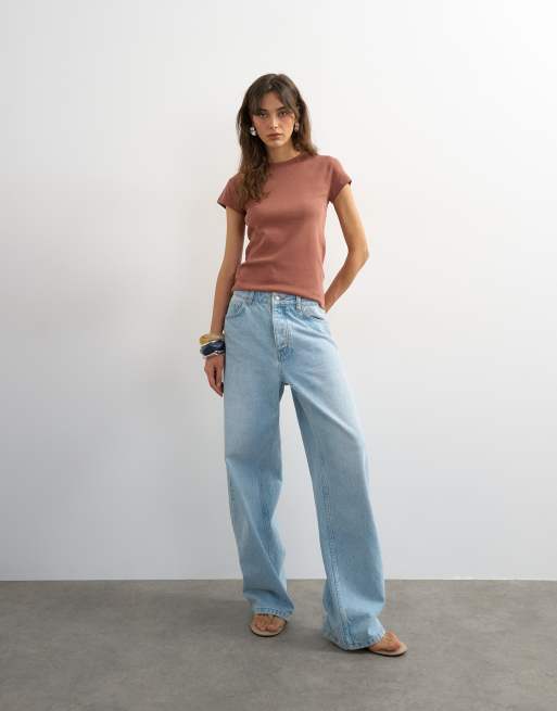 Topshop T-shirt basic in bordeaux slavato, 2 di 4