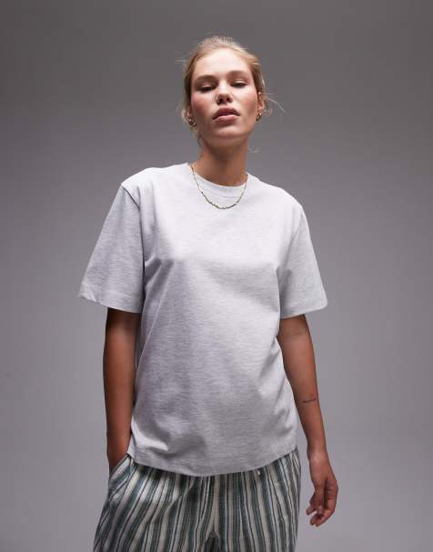 Topshop - T-shirt basique à manches courtes de qualité supérieure - Gris chiné - view 1
