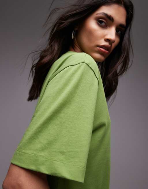 Topshop - T-shirt basique à manches courtes de qualité supérieure - Vert, 3 de 4