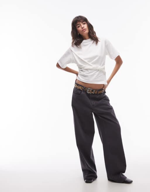 Topshop - T-shirt bianca incrociata sul davanti, 2 di 4