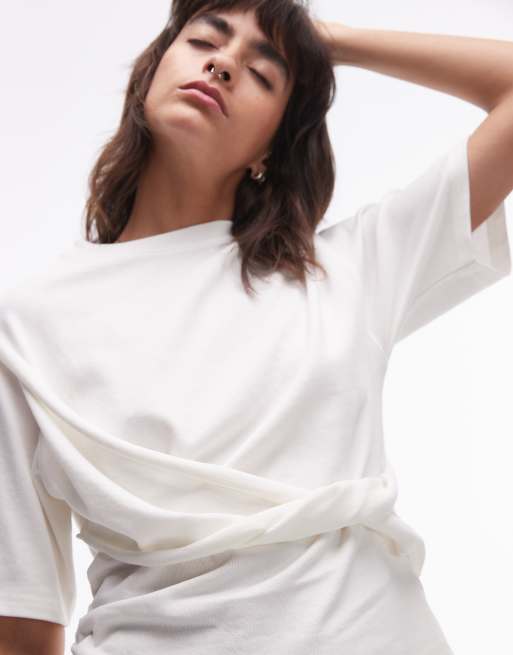 Topshop - T-shirt bianca incrociata sul davanti, 3 di 4