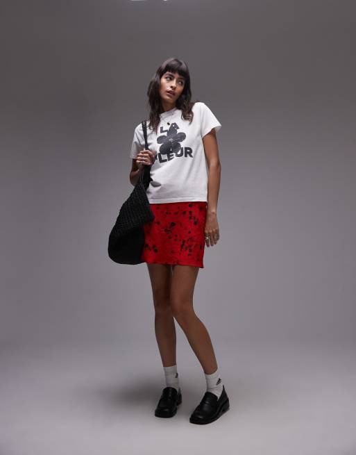 Topshop - T-shirt bianca squadrata con grafica "La Fleur", 3 di 4