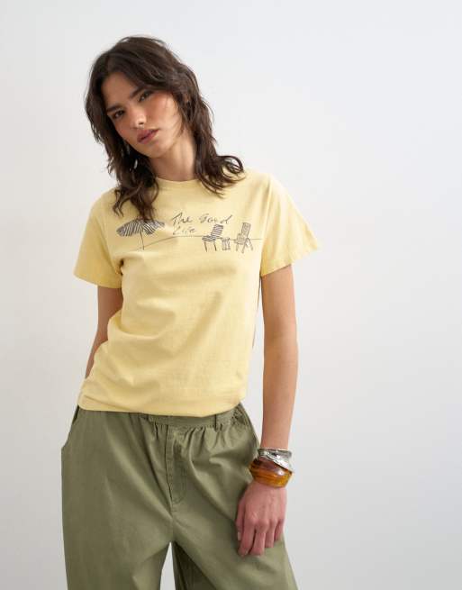 Topshop - T-shirt classique à imprimé The Good Life - Moutarde, 2 de 4