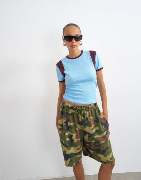 Topshop T-shirt color-block effetto waffle blu - view 1