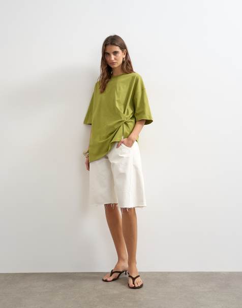 Topshop - T-shirt con nodo incrociato verde - view 1