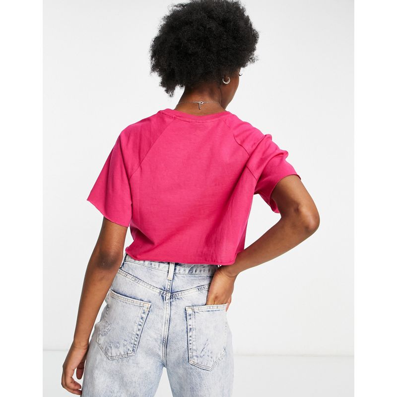 Topshop - T-shirt corta con maniche raglan rosa