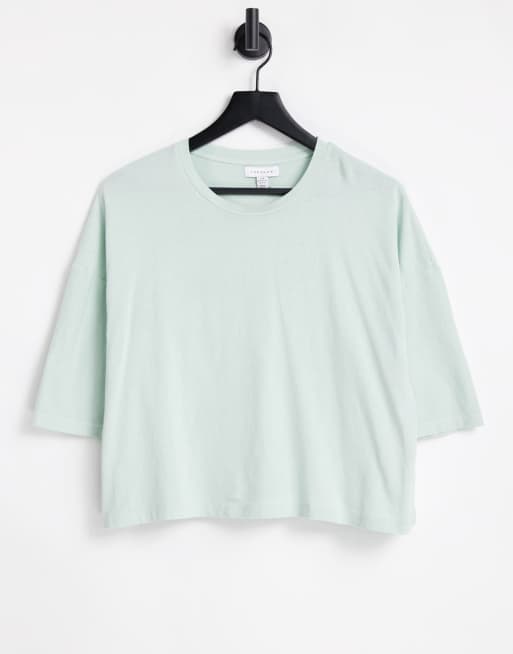 Topshop - T-shirt coupe carrée à manches courtes - Pistache