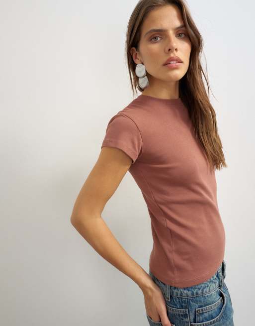 Topshop t-shirt du quotidien délavé bordeaux, 3 de 4