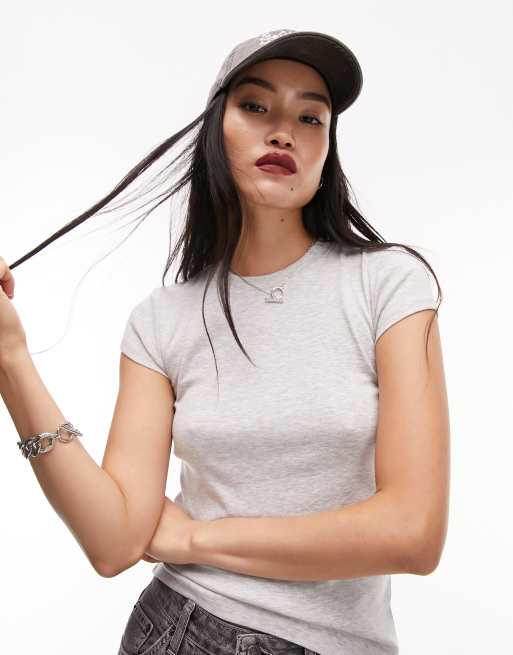 Topshop – T-Shirt für den Alltag in meliertem Grau 