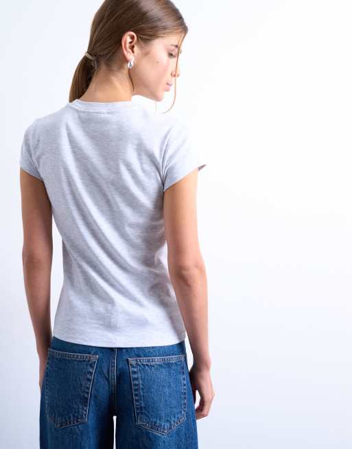 Topshop – T-Shirt für den Alltag in meliertem Grau , 2 von 4