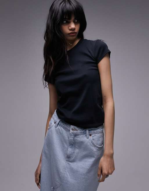 Topshop – T-Shirt für den Alltag in Schwarz