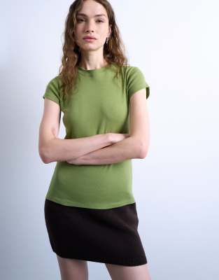Topshop - T-Shirt für jeden Tag in Grün
