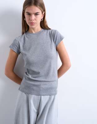 Topshop - T-Shirt für jeden Tag in Mittelgrau