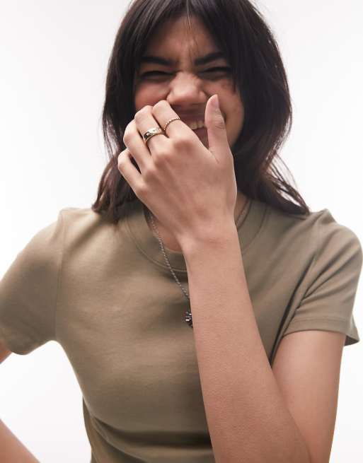 Topshop – T-Shirt für jeden Tag in verwaschenem Khaki