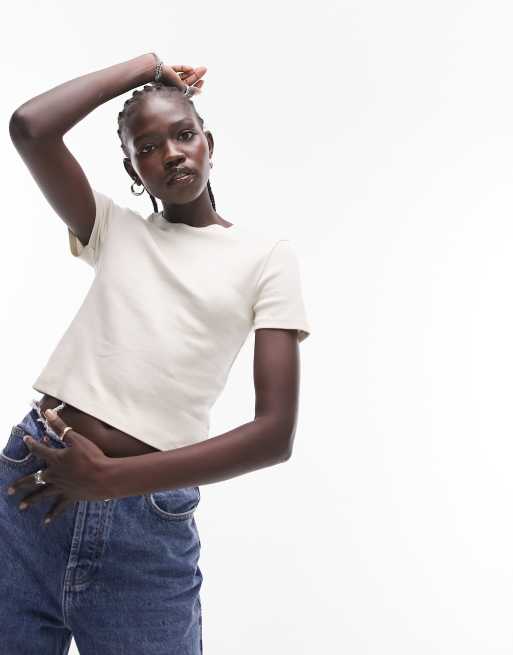 Topshop – T-Shirt für jeden Tag in Wollweiß