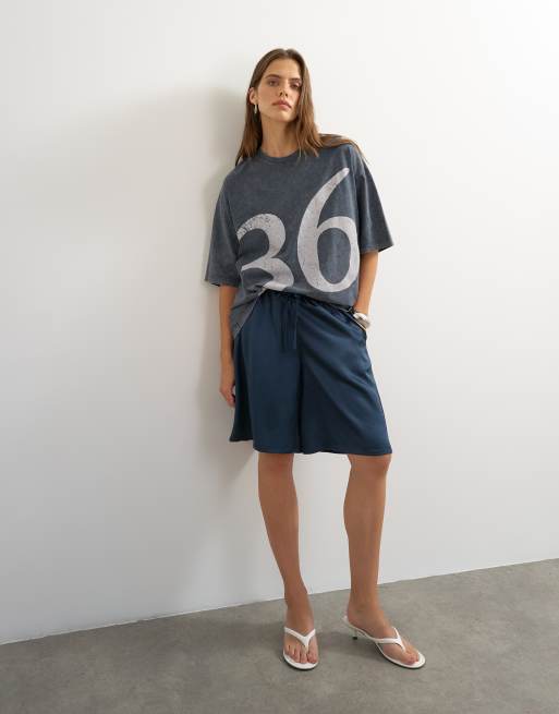 Topshop t-shirt graphique « 74 » délavé en charbon, 2 de 4