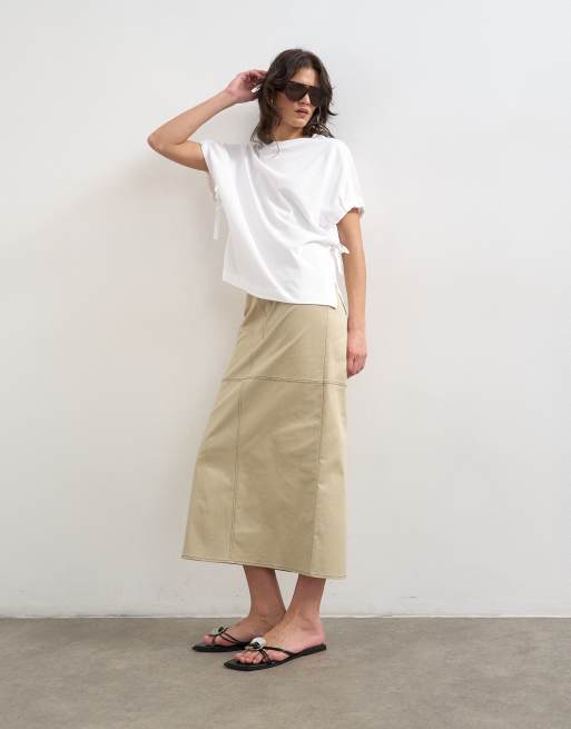 Topshop - T-shirt ibrida bianca con laccetti sulle maniche, 3 di 4