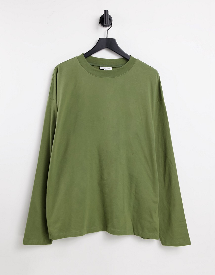 Topshop - T-shirt manches longues style skateur - Olive-Vert