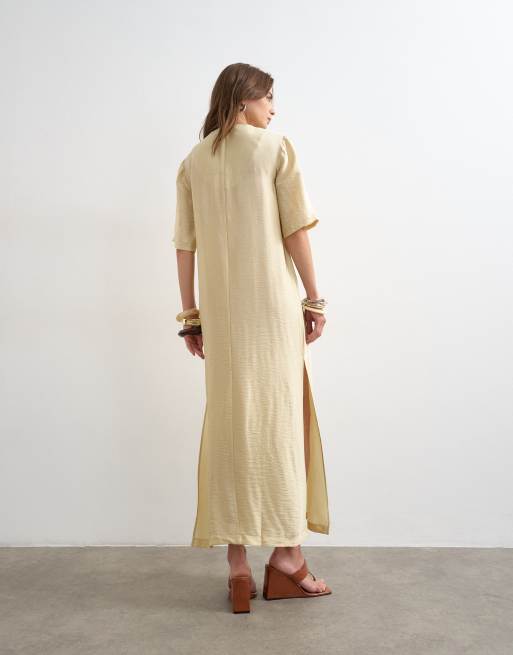 Topshop t-shirt maxi dress in washed lime, 4 of 4