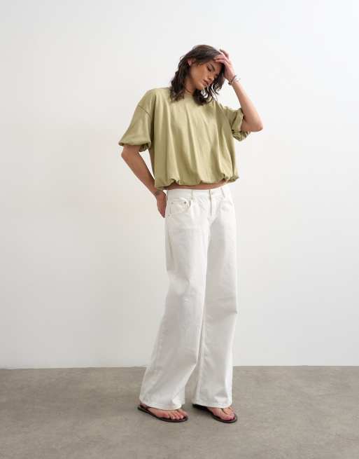 Topshop T-shirt med ballonkant i taupe, 4 af 4