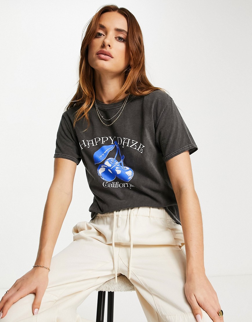 informatie Leeg de prullenbak Cirkel Topshop - T-shirt with 'Happy Daze California' print in black - ASOS NL |  StyleSearch
