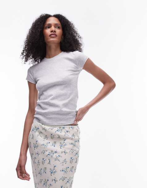 Topshop – T-shirt na co dzień w szarym melanżowym kolorze - view 1