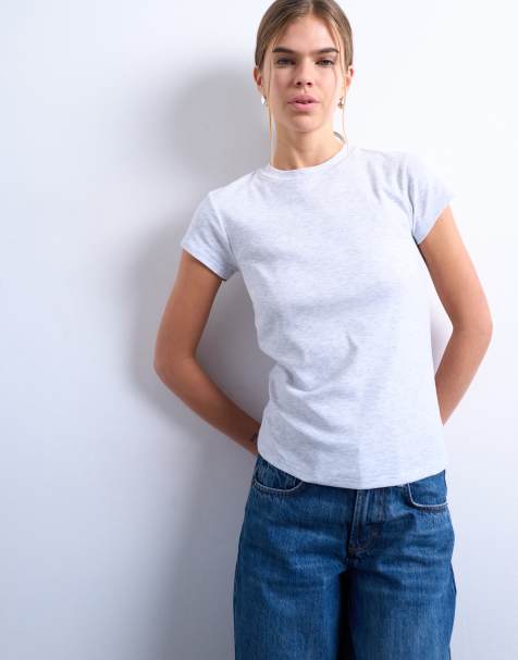 Topshop – T-shirt na co dzień w szarym melanżowym kolorze - view 1