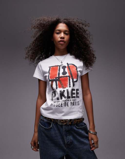 Topshop – T-shirt o pudełkowym kroju w kolorze ecru z licencjonowaną grafiką Paul Klee