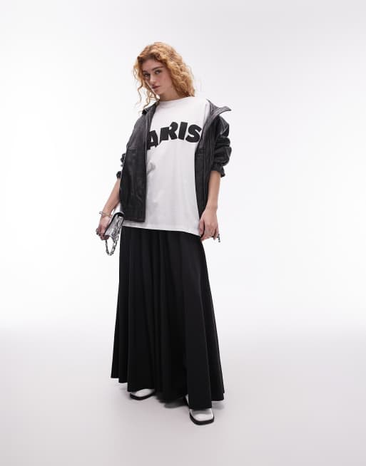 Topshop - T-shirt oversize à épaules tombantes et imprimé Paris - Blanc, 4 de 4