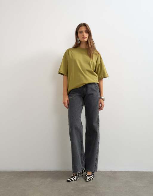 Topshop - T-shirt oversize à épaules tombantes - Vert, 2 de 4