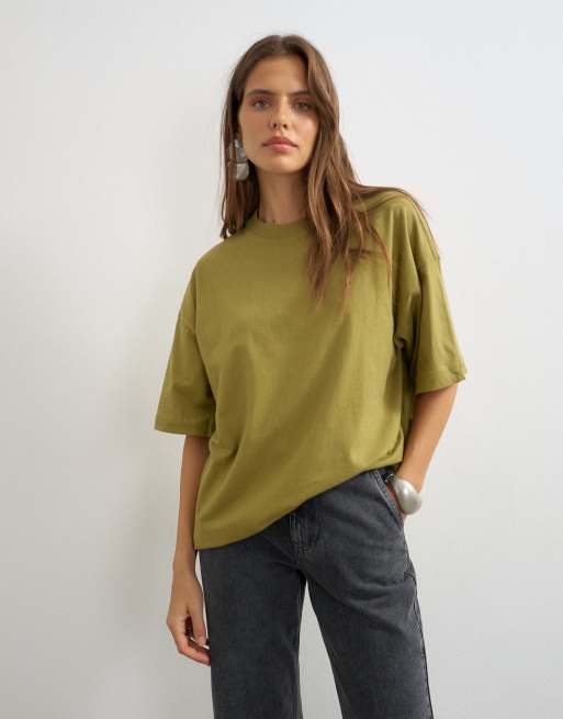 Topshop - T-shirt oversize à épaules tombantes - Vert, 3 de 4