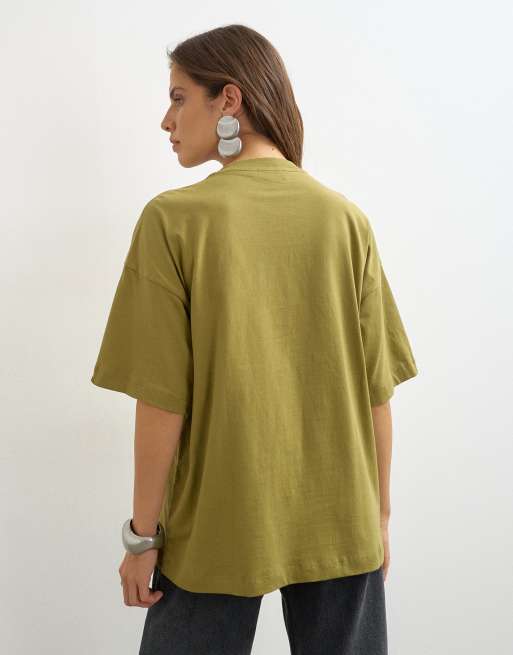 Topshop - T-shirt oversize à épaules tombantes - Vert, 4 de 4