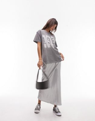 Topshop graphic 1982 blurred oversized tee in washed black - ASOS Price Checker