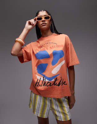 Topshop - T-shirt oversize à imprimé graphique Matisse - Orange - view 1