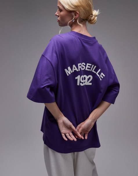 Topshop - T-shirt oversize à imprimé Marseille - Violet - view 1