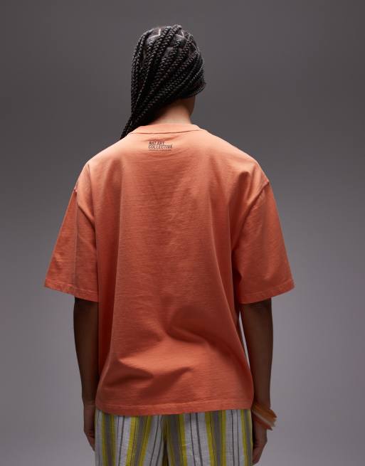 Topshop - T-shirt oversize arancione con stampa di Matisse, 2 di 4