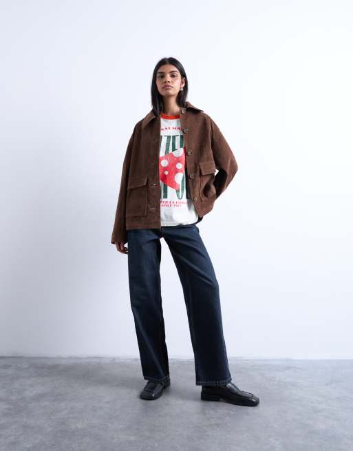 Topshop - T-shirt oversize avec manches contrastées et imprimé graphique - Blanc, 3 de 4