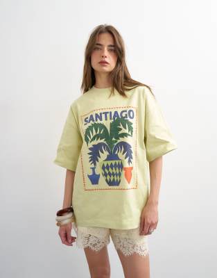 T-shirt oversize avec motif Santiago » - Vert XS