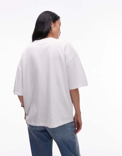 Topshop - T-shirt oversize en jersey à imprimé graphique Havana - Écru, 3 de 4