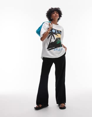T-shirt oversize en jersey à motif Costa Brava - Blanc S